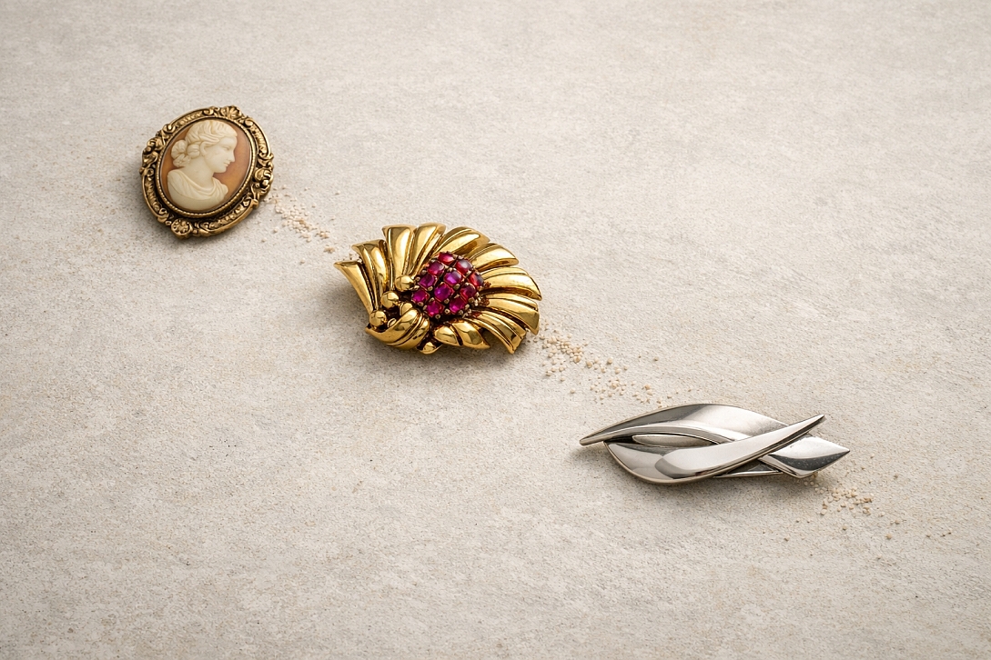 antique retro and modern brooches