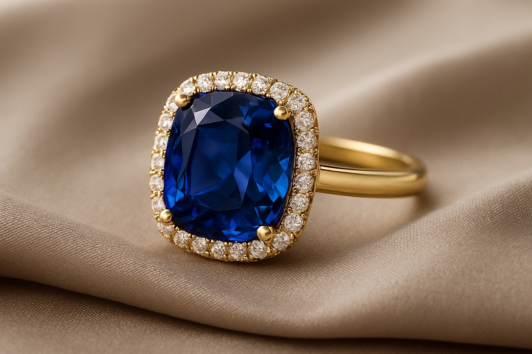 blue sapphire elegance on silk