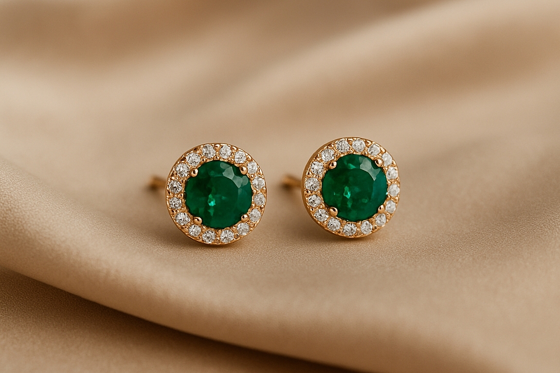 elegant emerald and diamond earrings