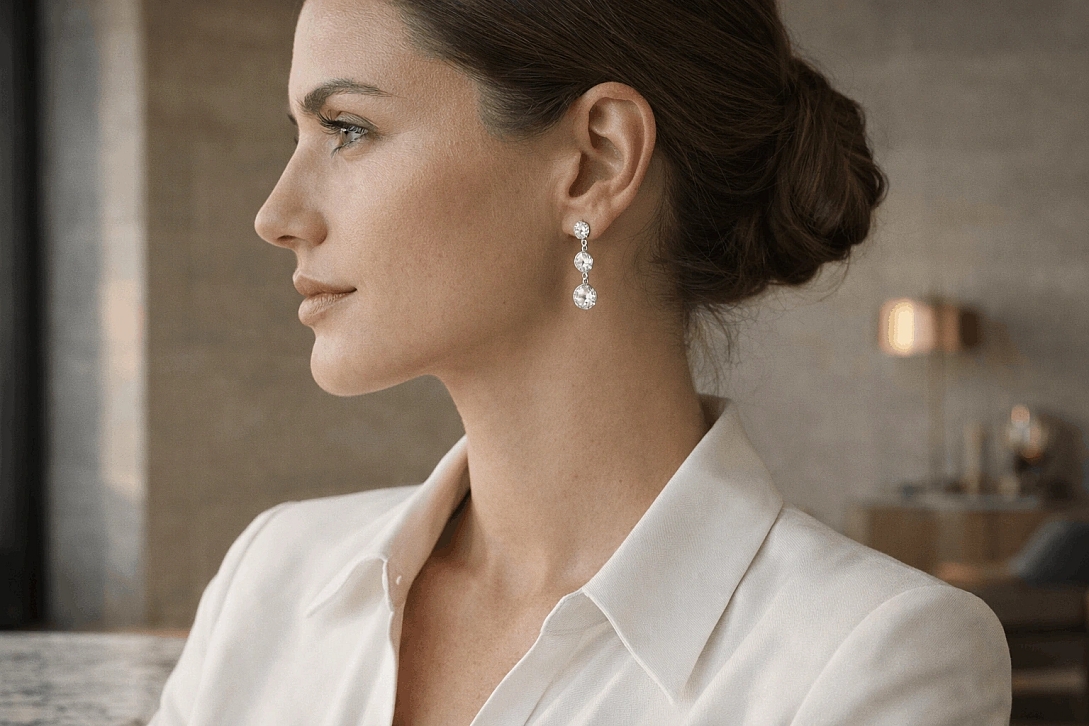 old european cut diamond drop earrings portrait
