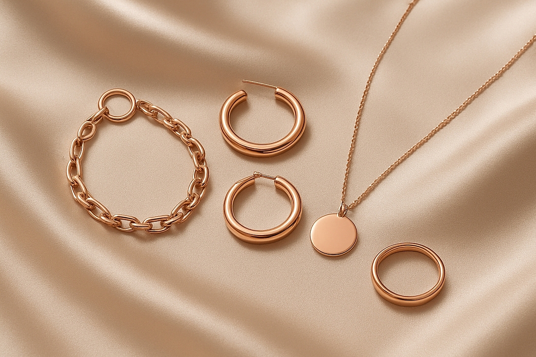 rose gold elegance on satin