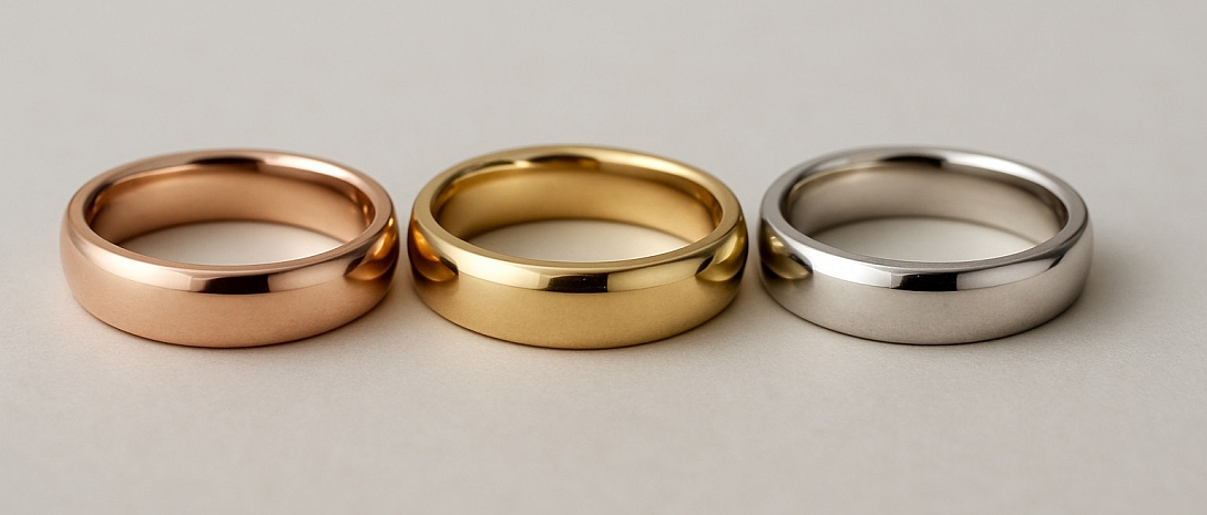 three types of gold wedding rings